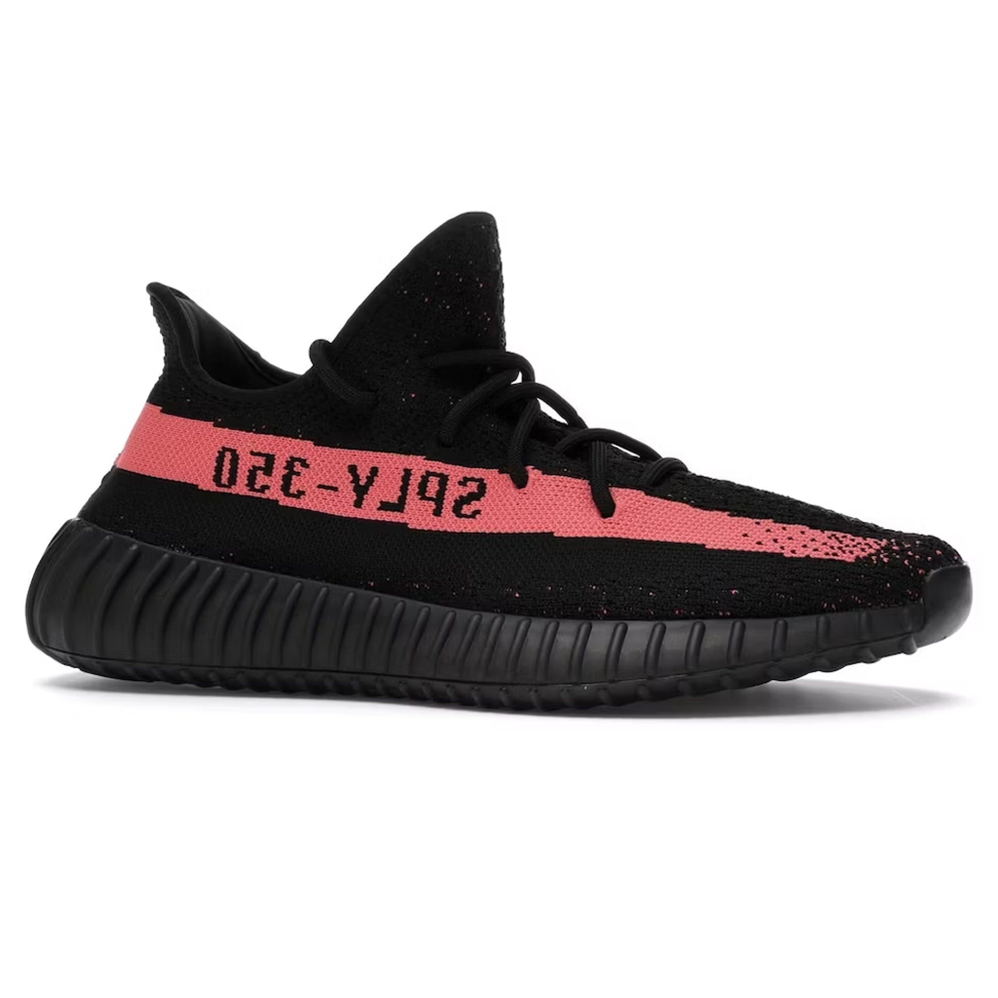 Side of Adidas Yeezy Boost 350 V2 Core Black Red BY9612